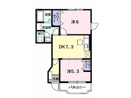 コート・エスポワールI(2DK/1階)の間取り写真