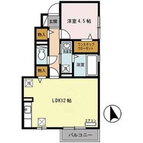 プランドール田寺東(1LDK/1階)の間取り写真