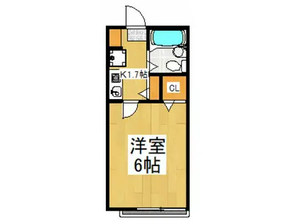 ブルックハイム(1K/2階)の間取り写真