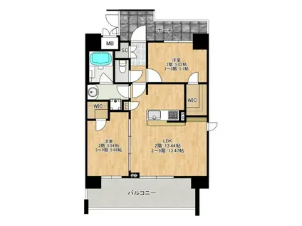 F-CREST SHIN-OSAKA(2LDK/6階)の間取り写真