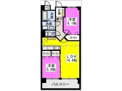 アルテールTOSU(2LDK/4階)の間取り写真