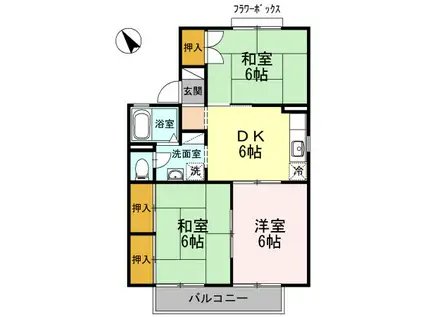 セジュール本田B(2LDK/2階)の間取り写真