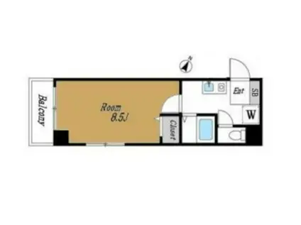 プレール三田(1K/5階)の間取り写真