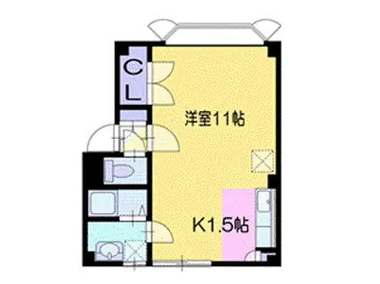 フラワーパークハイツ(ワンルーム/2階)の間取り写真