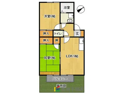 メロディハイツ乙金(2LDK/1階)の間取り写真
