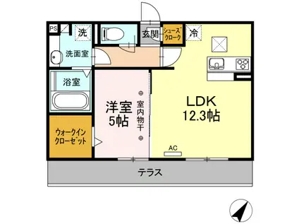 静岡鉄道静岡清水線 長沼駅(静岡) 徒歩6分 3階建 築7年(1LDK/1階)の間取り写真
