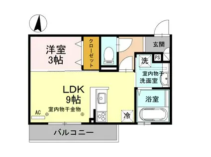 パンプル ムース(1LDK/3階)の間取り写真