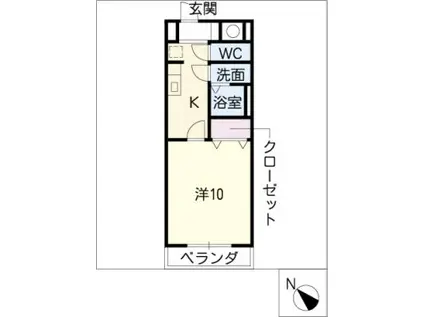 ハイタウン久保(1K/3階)の間取り写真