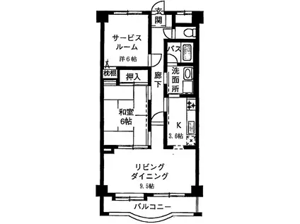 プライムローズ大川前(2LDK/7階)の間取り写真