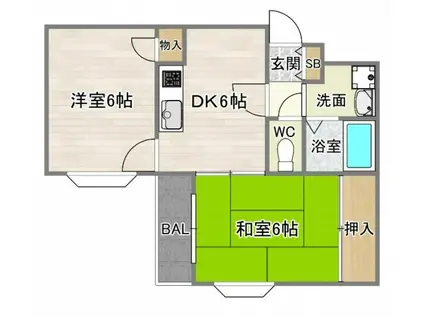 シャルマンコーポ住吉(2DK/4階)の間取り写真