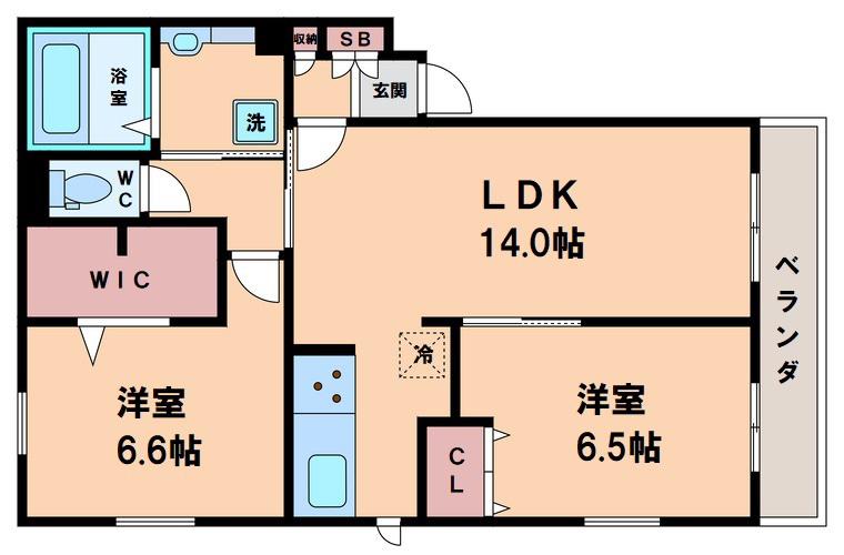 サウスガーディアン(2LDK/1階)の間取り写真