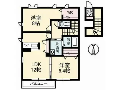 パーシモン(2LDK/2階)の間取り写真
