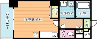 ベルガ南小倉(ワンルーム/2階)の間取り写真