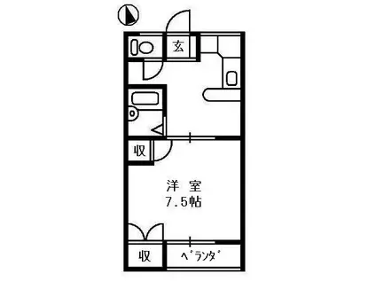 サンコート北城(1K/2階)の間取り写真