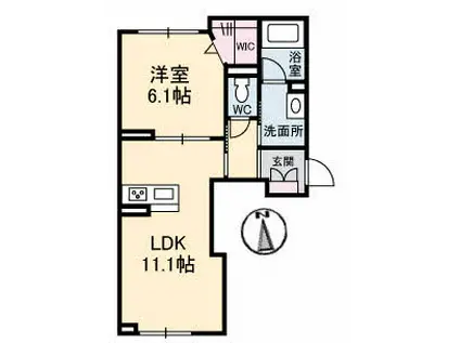 ベレオガーデンズ平田(1LDK/1階)の間取り写真