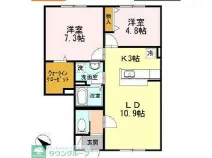 プレジオ1(2LDK/1階)の間取り写真