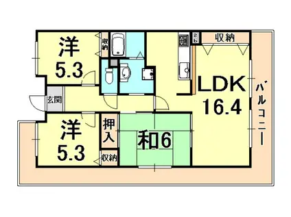 ピノ サンテ(3LDK/5階)の間取り写真