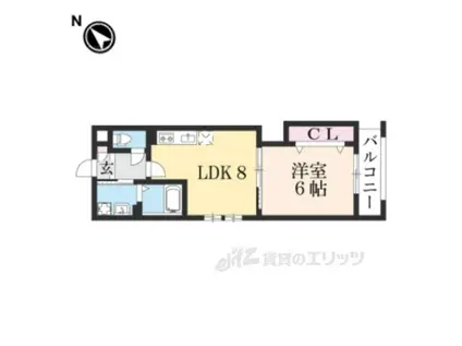 エリディア京田辺(1LDK/3階)の間取り写真