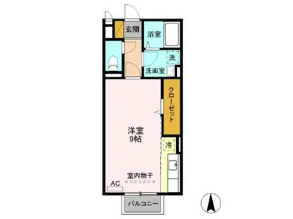 ベリーズ(ワンルーム/1階)の間取り写真