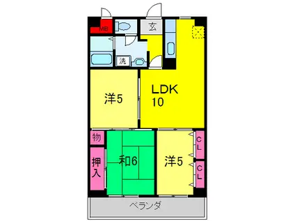 メゾンニュー生駒(3LDK/3階)の間取り写真
