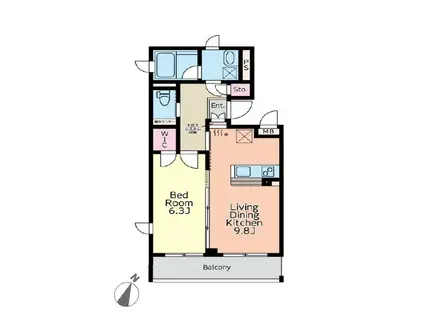 メゾンドール花房山(1LDK/1階)の間取り写真