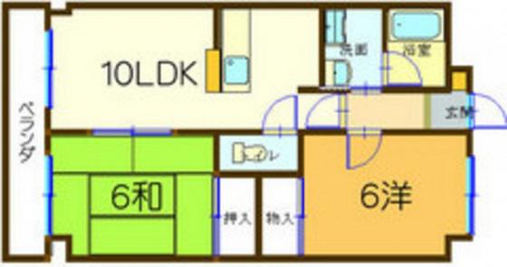 アパートメント重森(2LDK/2階)の間取り写真