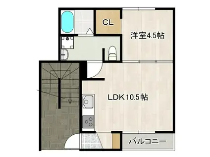 エールズ木風(1LDK/2階)の間取り写真