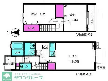ウィステリア新松戸 B棟(2LDK/1階)の間取り写真