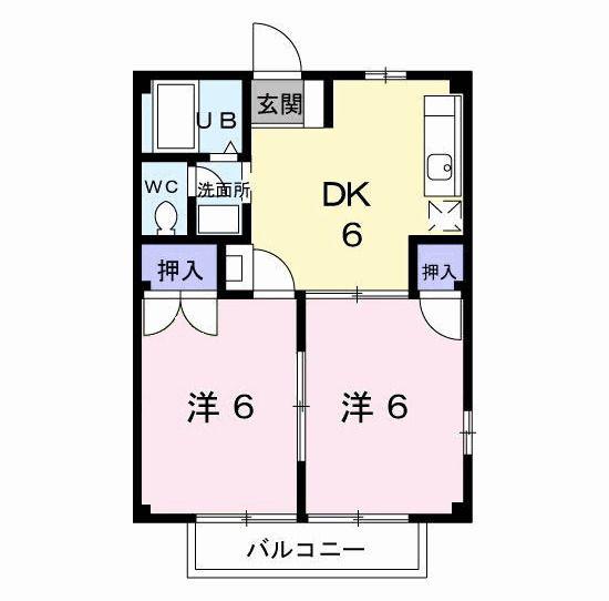 プライム(2DK/1階)の間取り写真