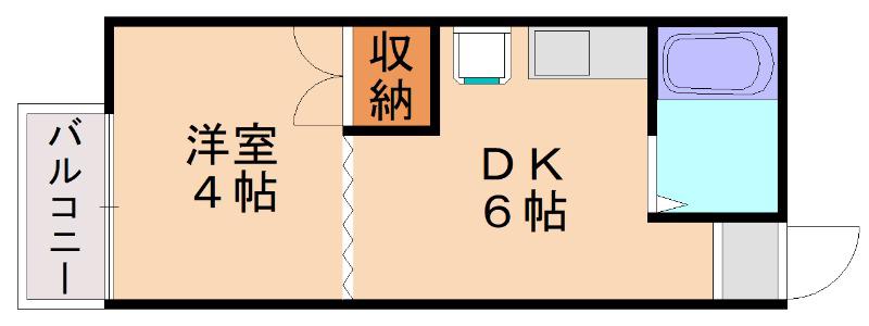 山栄ビル(1DK/3階)の間取り写真