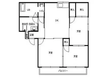 エトワール古瀧(3DK/1階)の間取り写真