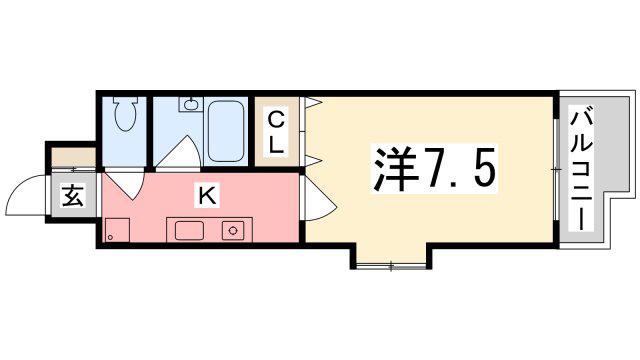 メゾンパルレ(1K/6階)の間取り写真