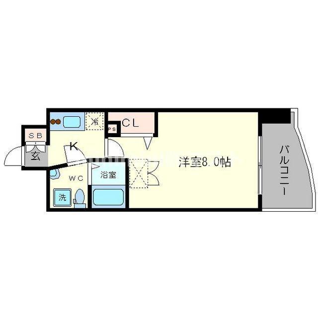 アフルエンス難波(1K/3階)の間取り写真