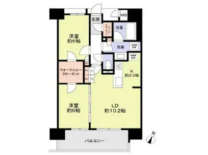 プレミスト北浦和(2LDK/1階)の間取り写真