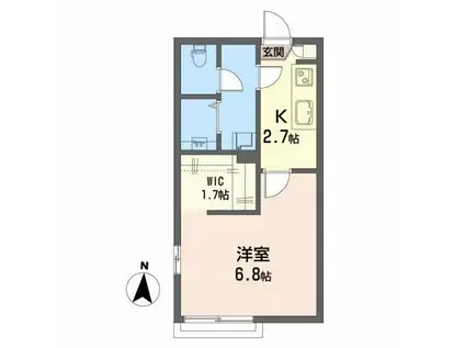 メゾンベルグ A(1K/2階)の間取り写真