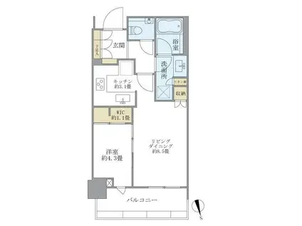 GLOBAL FRONT TOWER(1LDK/16階)の間取り写真