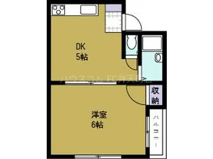 JPアパートメント港III(1DK/3階)の間取り写真