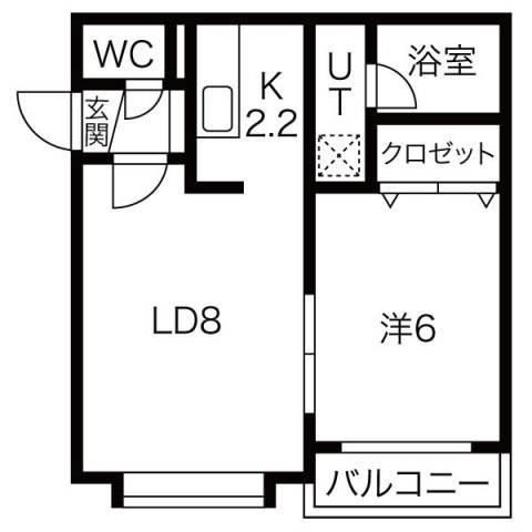ホワイトハウス(1LDK/2階)の間取り写真