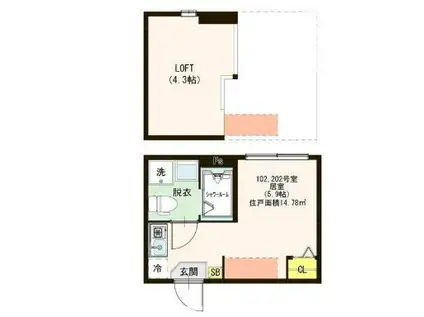 ハーモニーテラス柳原V(ワンルーム/1階)の間取り写真