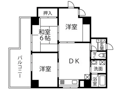 川萬ビルグランアルシェ(3DK/5階)の間取り写真
