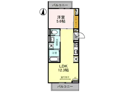 コロラート狭山(1LDK/3階)の間取り写真
