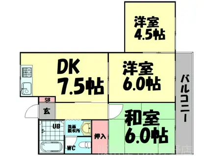 コーポラスTAKI(3DK/1階)の間取り写真