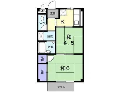 セントポーリアST(2K/1階)の間取り写真