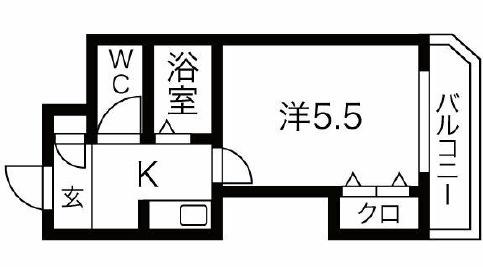 ハーモニー弁天(1K/3階)の間取り写真