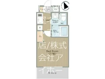 ミリアン四天王寺夕陽丘(1K/4階)の間取り写真