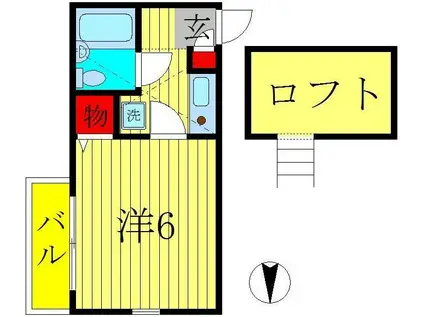 ジュネパレス新松戸第44(1K/2階)の間取り写真