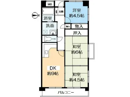 エクセレンス茨木(3DK/4階)の間取り写真