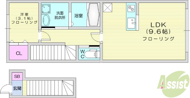 クラス東照宮(1LDK/2階)の間取り写真