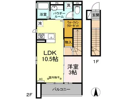 サンライトレジデンスIII(1LDK/2階)の間取り写真