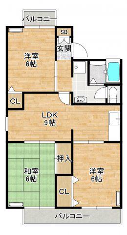 サニーハウス(3LDK/1階)の間取り写真